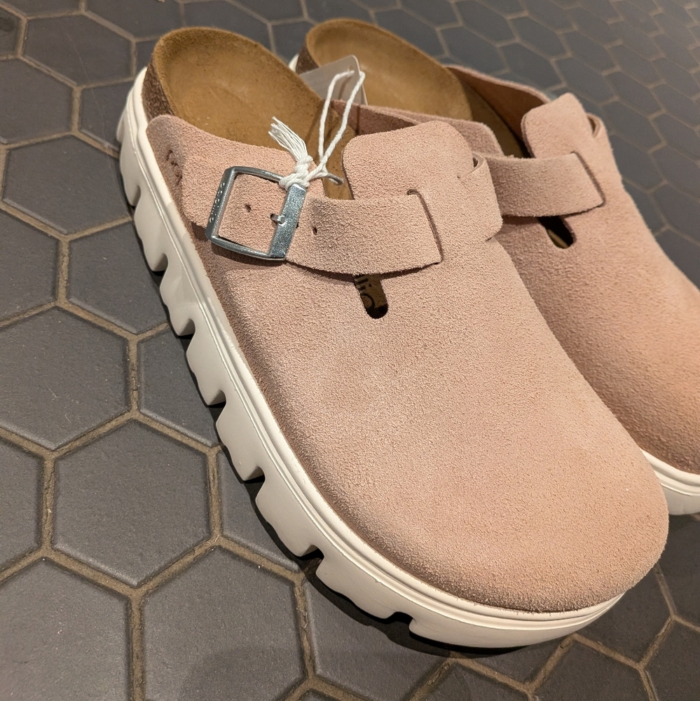 Birkenstock Pink Suede Mules